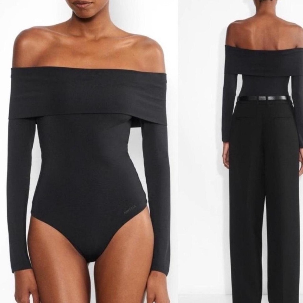 [SOLD] Aritzia Sculpt Black Off-Shoulder Bodysuit Size M